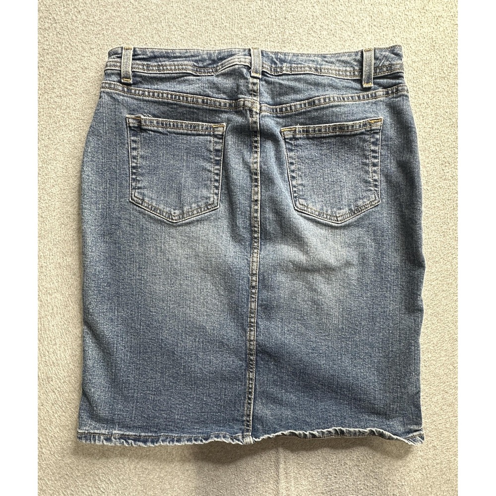 Old Navy Blue Jeans Skirt Womens 12 Blue Denim Stretch Casual Raw Hem Y2K Style